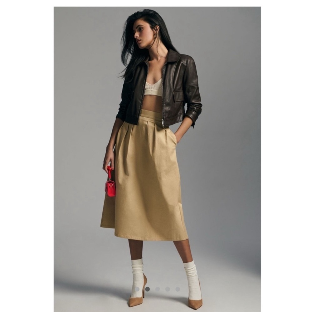 Anthropologie Beige Midi Skirt